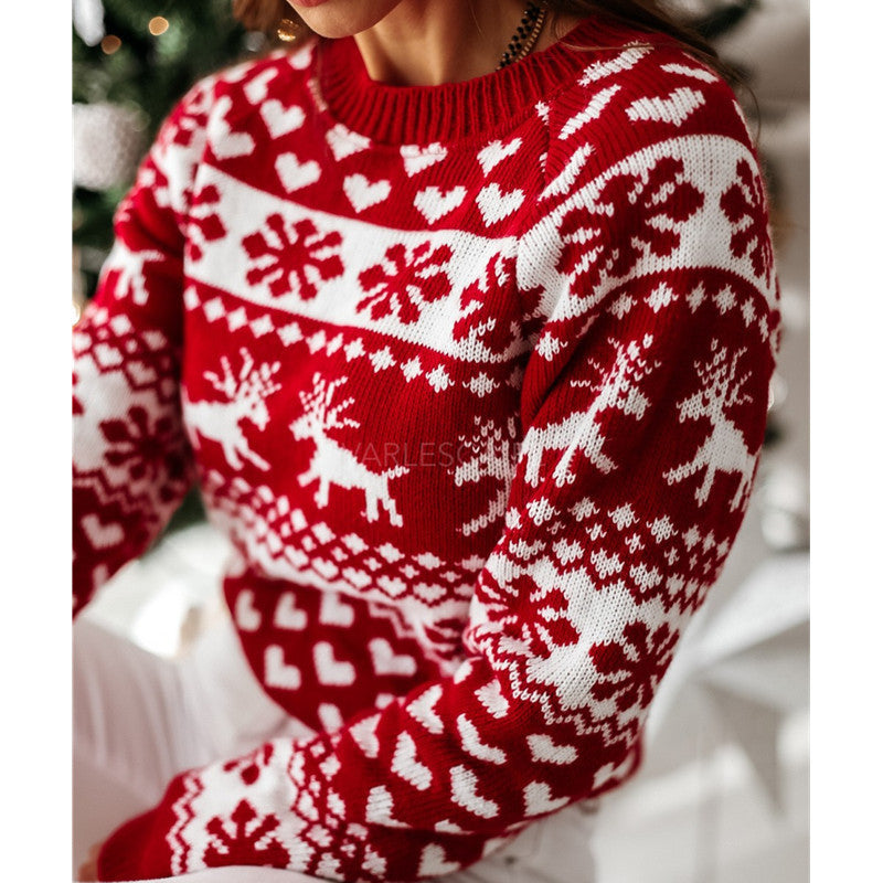 Woman in a reindeer Christmas jumper