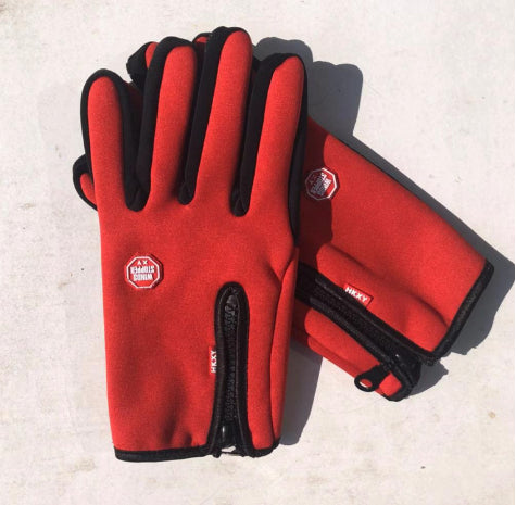 Black touchscreen winter gloves with zip cuff