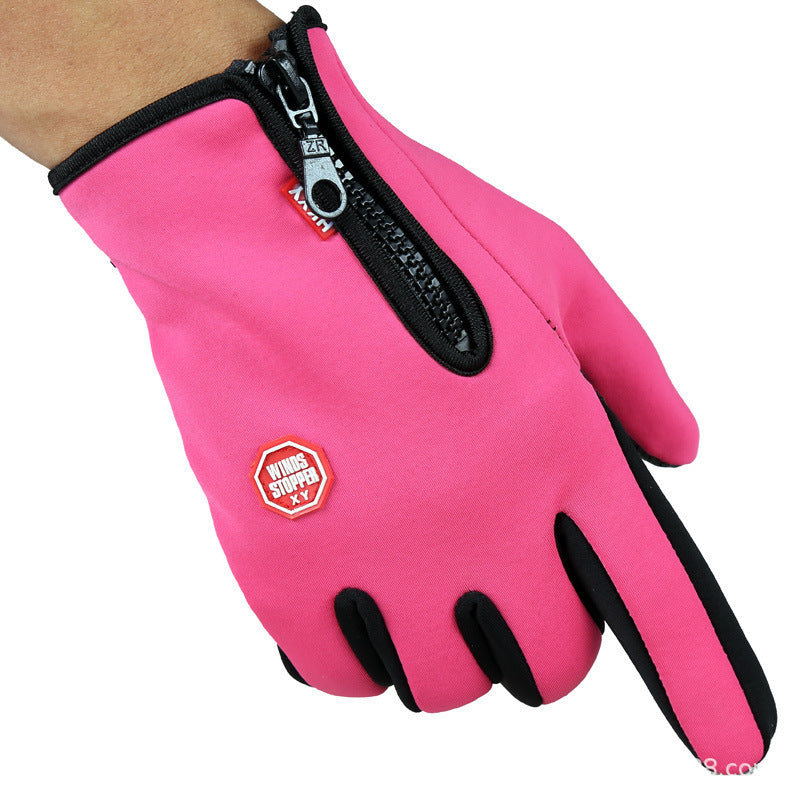 Black touchscreen winter gloves with zip cuff