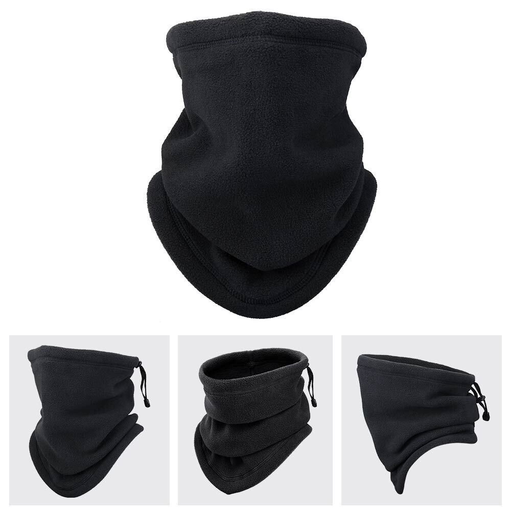 Black fleece neck warmer with toggle