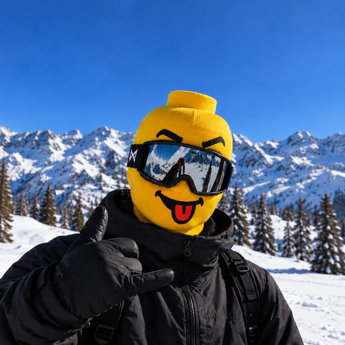 Knitted balaclava with printed smile