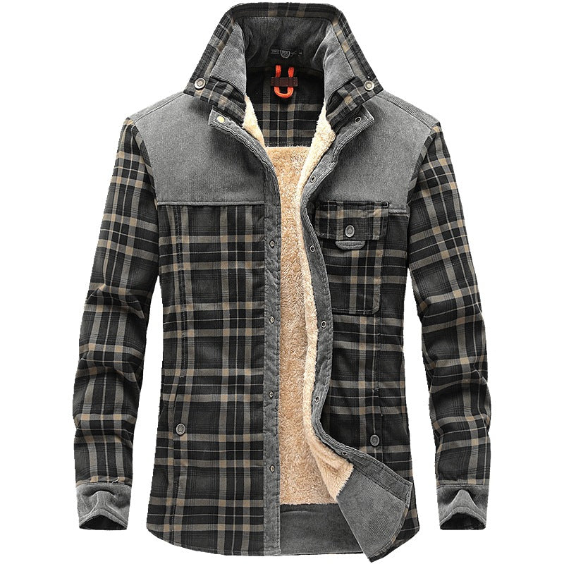 Man in a fleece lined check shirt jacket