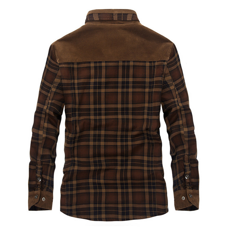 Man in a fleece lined check shirt jacket