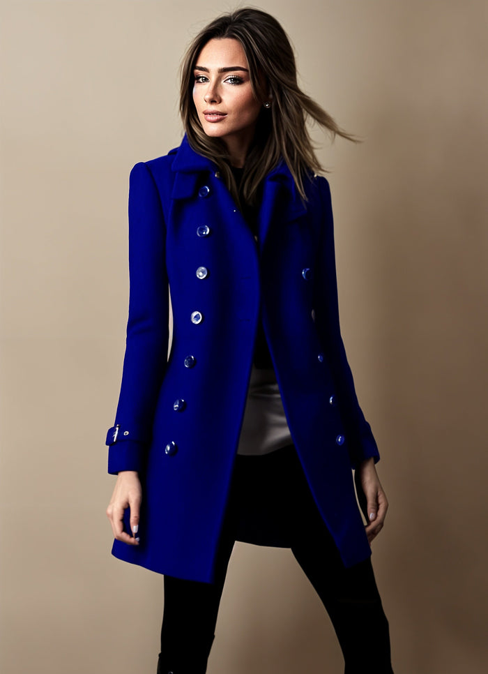 Women's Double-Breasted Trench Coat with Notch Lapels