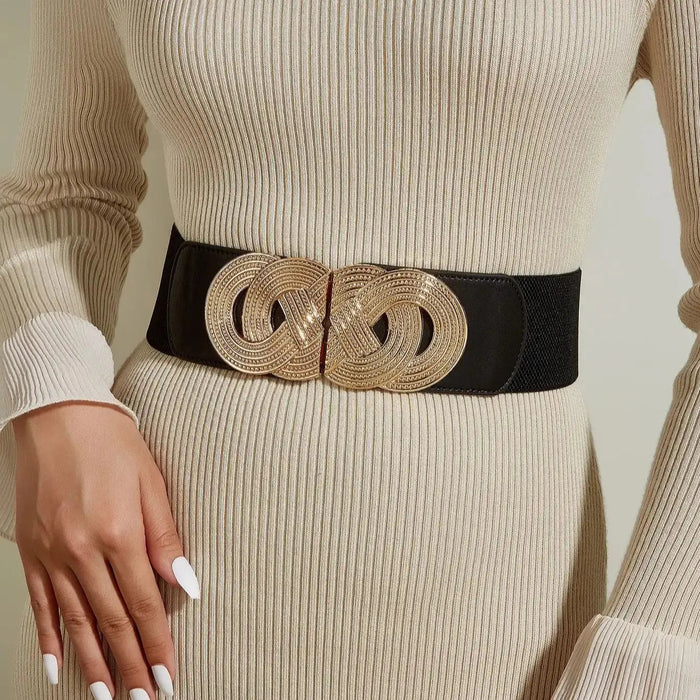 Women's Stretch Waist Belt with Interlocking Buckle