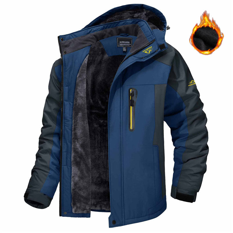 Man in fleece-lined hooded winter parka