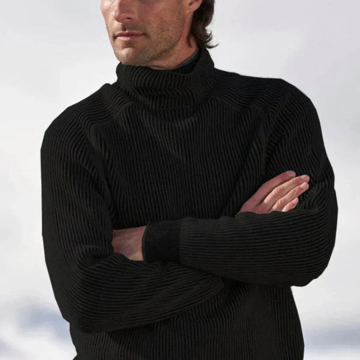 Men's Ribbed Turtleneck Jumper with Long Sleeves