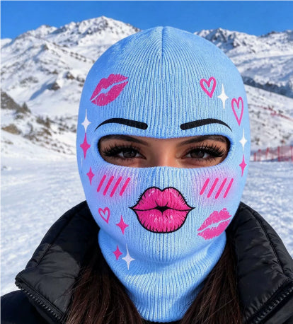 Knitted balaclava with printed smile