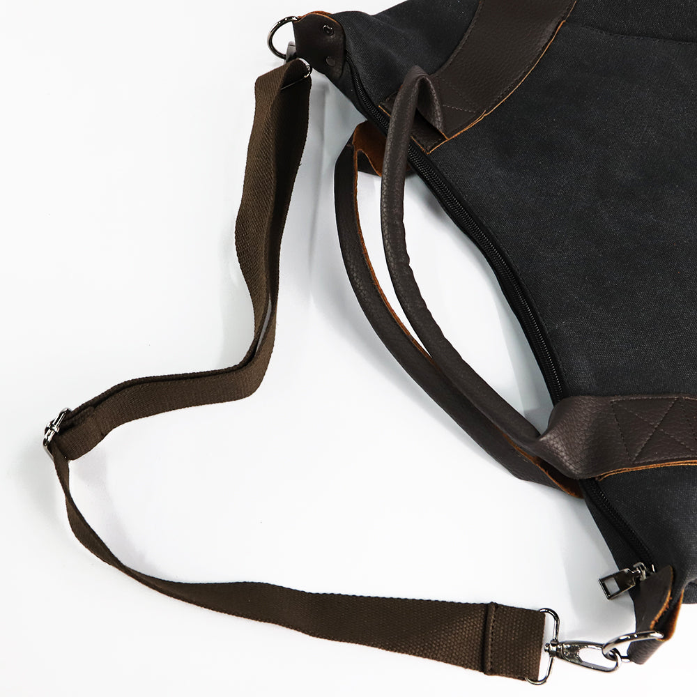 Large canvas shoulder bag with contrast handles