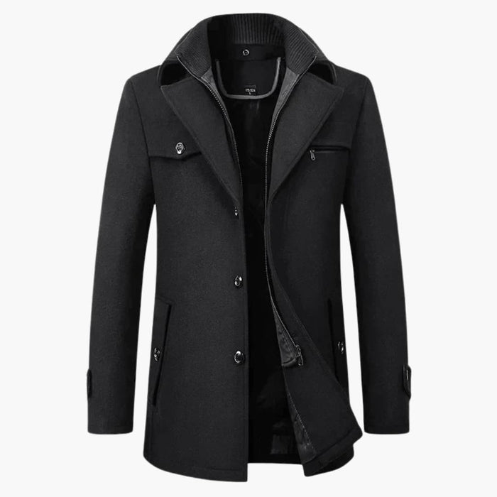 Men's Jacket with Lapel Collar and Buttons
