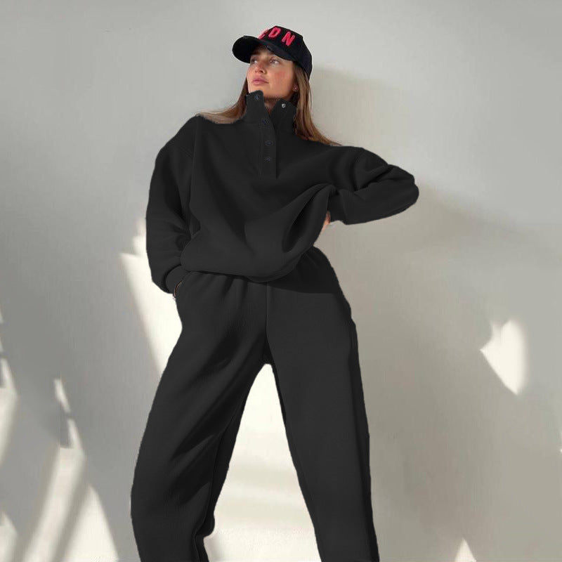 Woman in oversized fleece lounge set