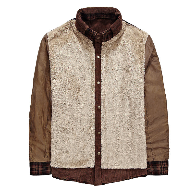 Man in a fleece lined check shirt jacket