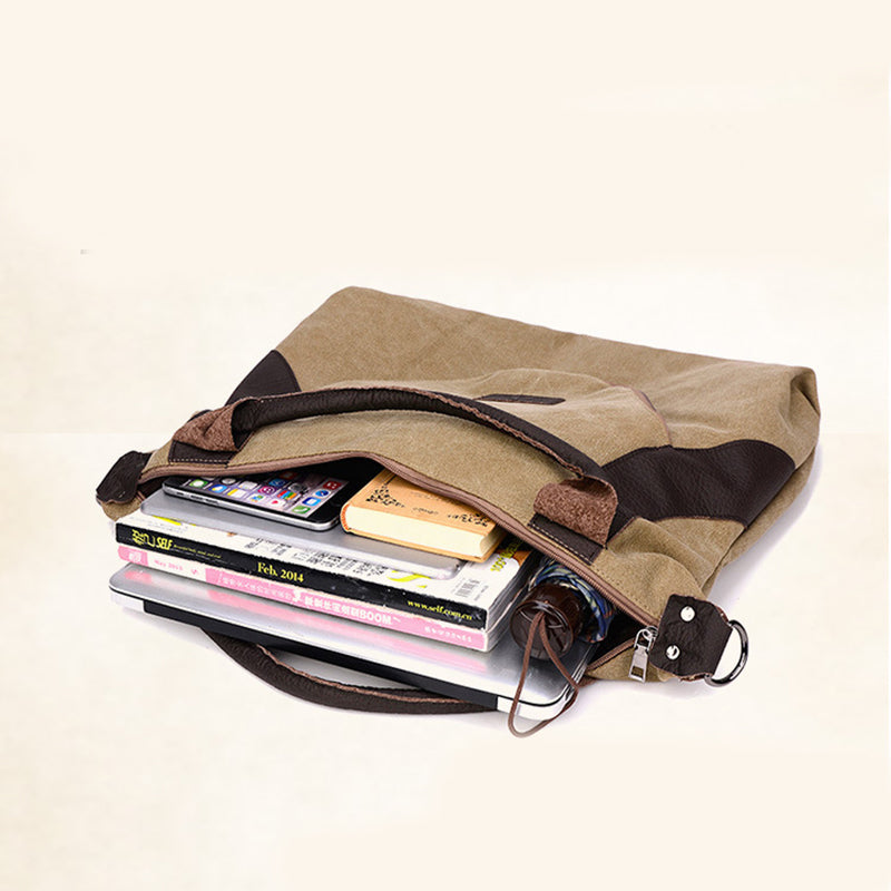 Large canvas shoulder bag with contrast handles