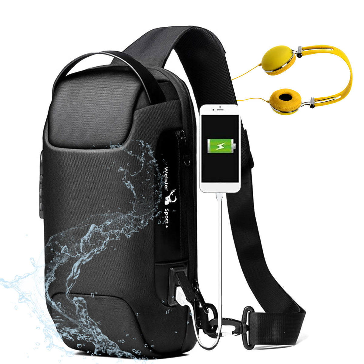 Men's anti-theft sling bag with combination lock