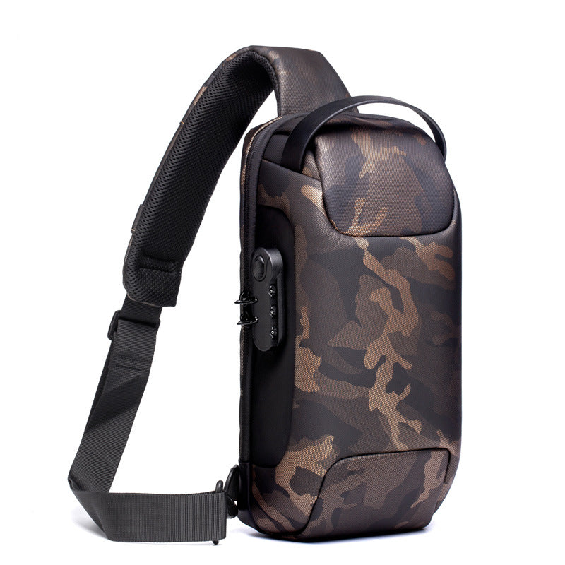 Men's anti-theft sling bag with combination lock
