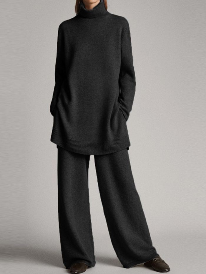 Women's Turtleneck Two-Piece Loungewear Set for Relaxed Comfort