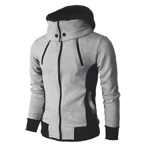 George | Men's slim zip-up hoodie jacket with layered high collar