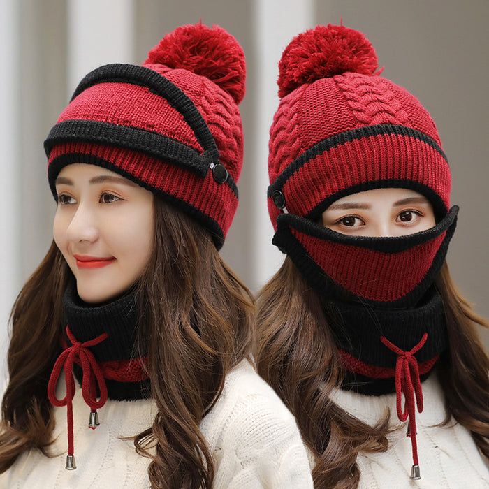 Poppy | 3-piece knit set: bobble hat, mask and snood