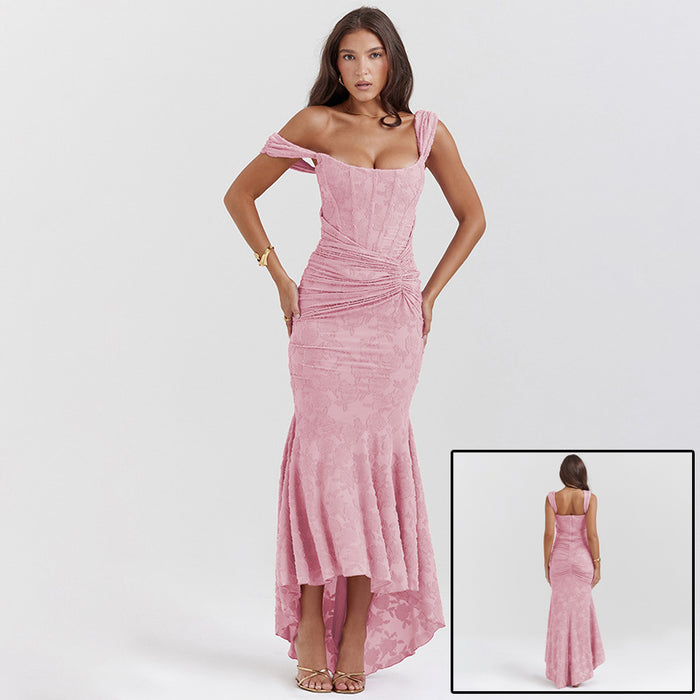 Millie | Off-shoulder ruched maxi dress with mermaid hem