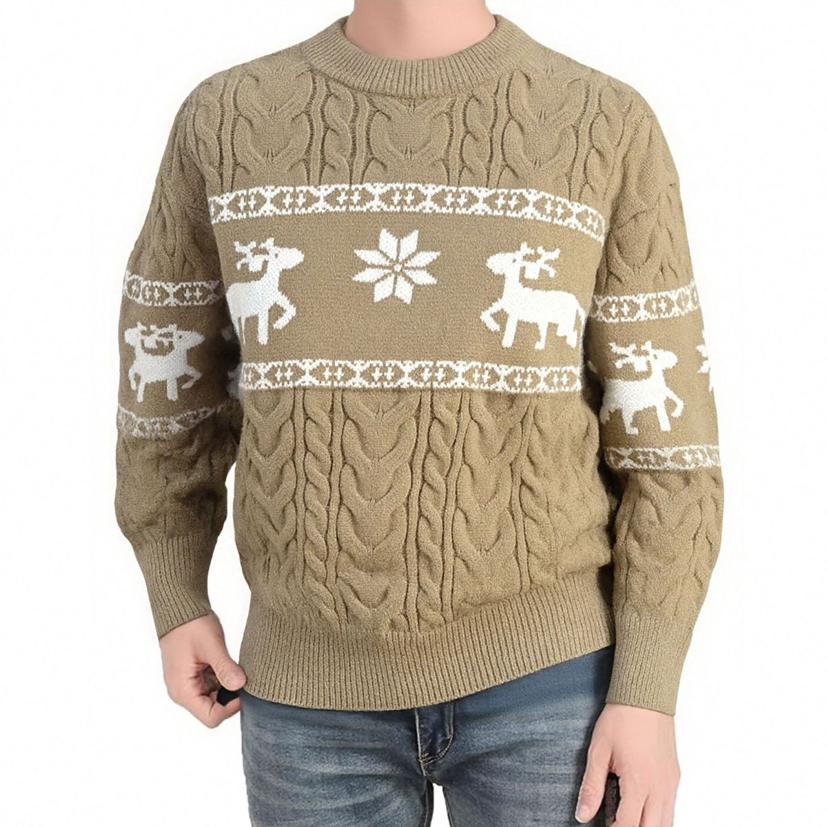 Man wearing a reindeer Christmas jumper