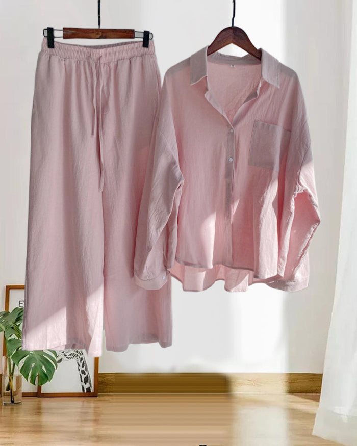 Women's Button-Front Pyjama Set with Elastic Waist