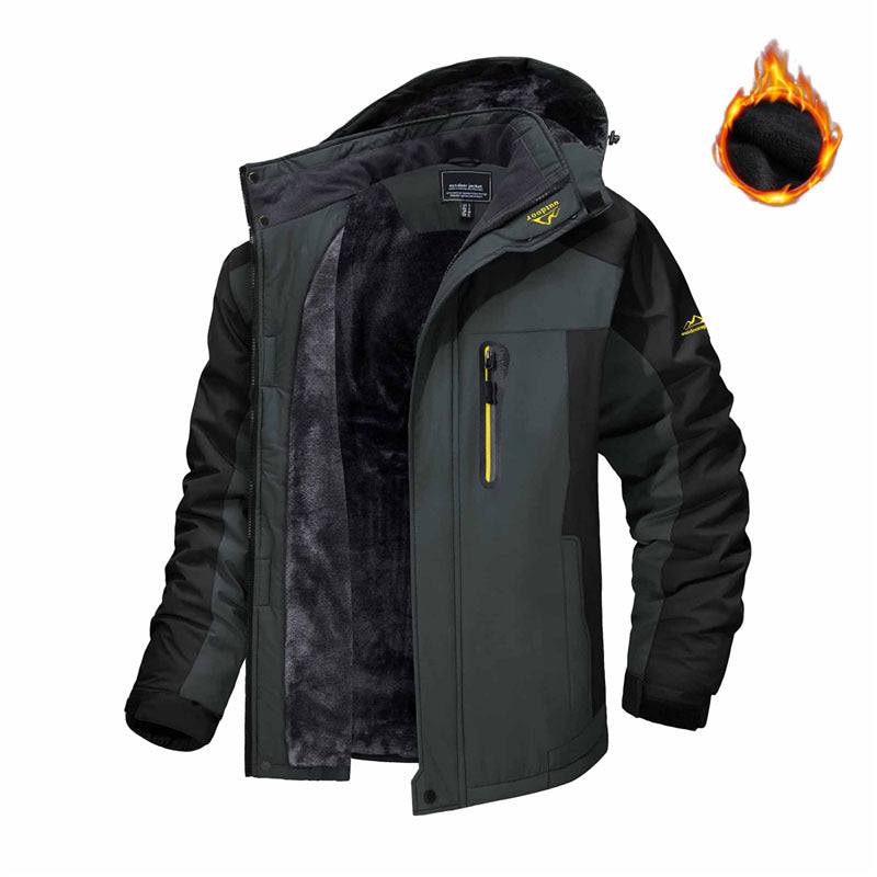 Man in fleece-lined hooded winter parka