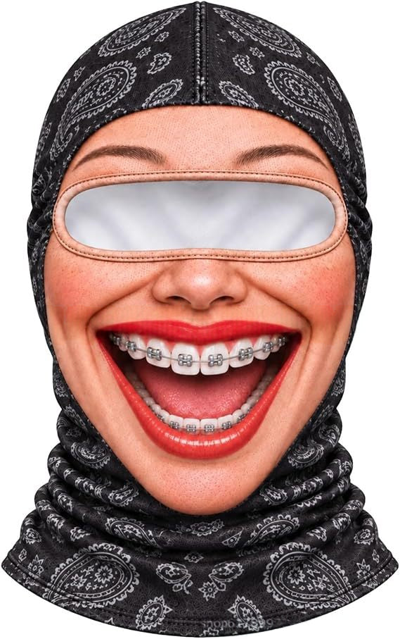 Balaclava ski mask with funny face print
