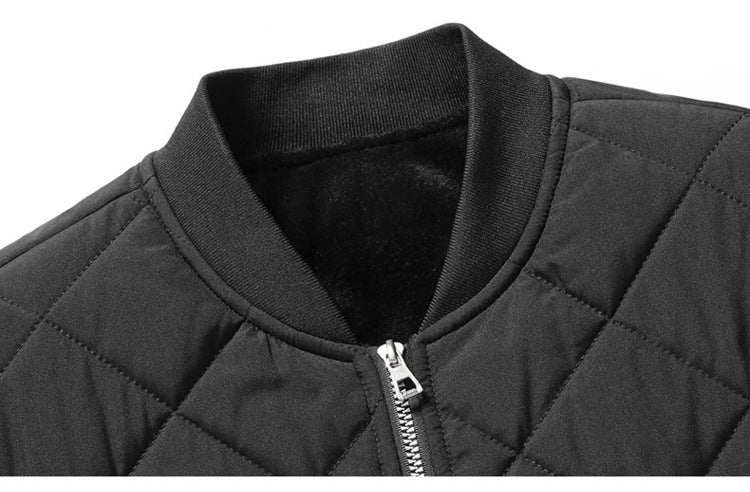 Man wearing a diamond quilted bomber jacket