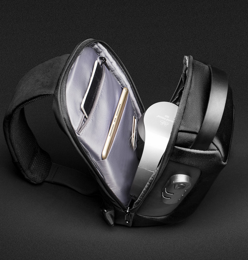 Men's anti-theft sling bag with combination lock