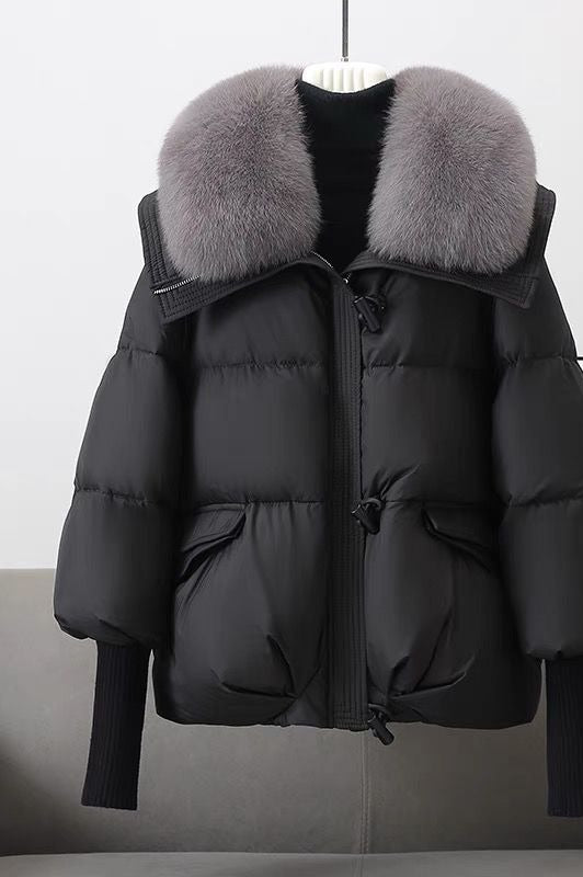 Harriet | Short puffer jacket with faux fur collar