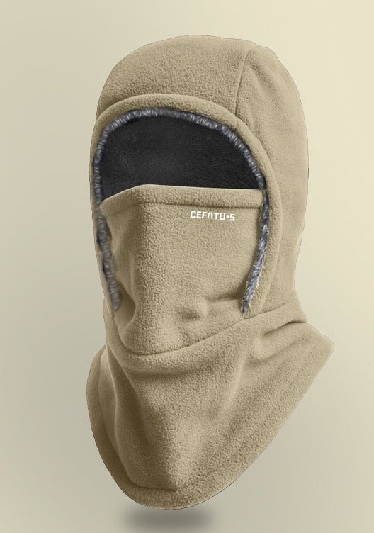 Fleece hooded balaclava with face cover