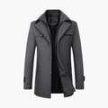 Men's Mid-Thigh Coat with Notched Lapel and Button Closure