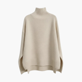 Women’s Turtleneck Knit Jumper with Ribbed Surface and Relaxed Hem