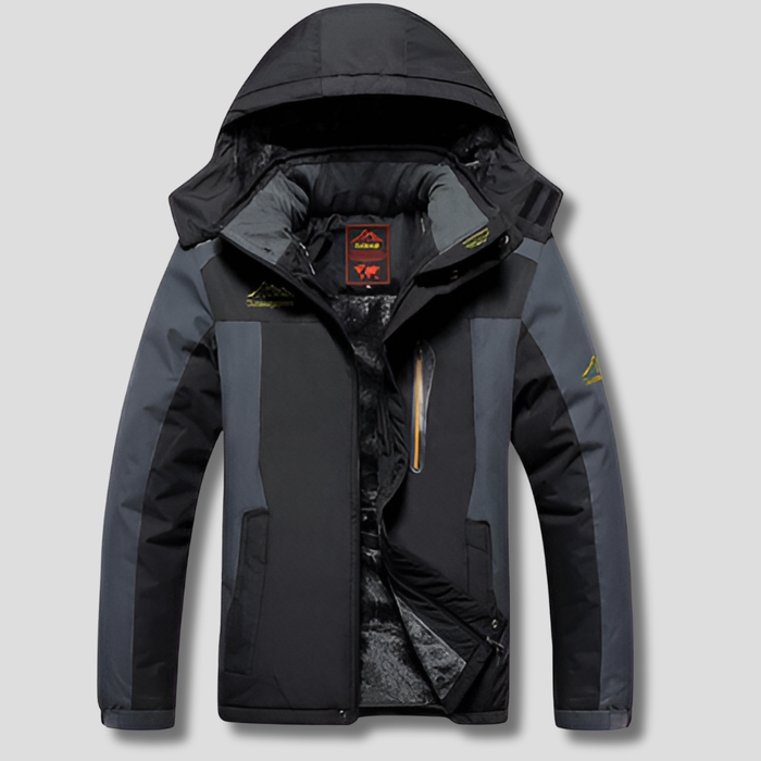 Men's Hooded Winter Jacket with Water-Resistant Shell