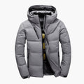 Men's Quilted Winter Jacket with Hood and Zipper