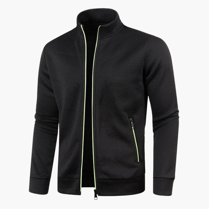 Men’s Jacket with Zip Closure and Stand Collar