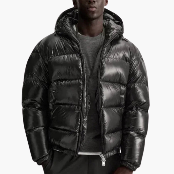 Men’s Quilted Jacket with Front Zip and Padded Lining