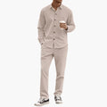 Men’s Striped Two-Piece Set – Long Sleeve Button-Down Shirt and Straight Leg Trousers