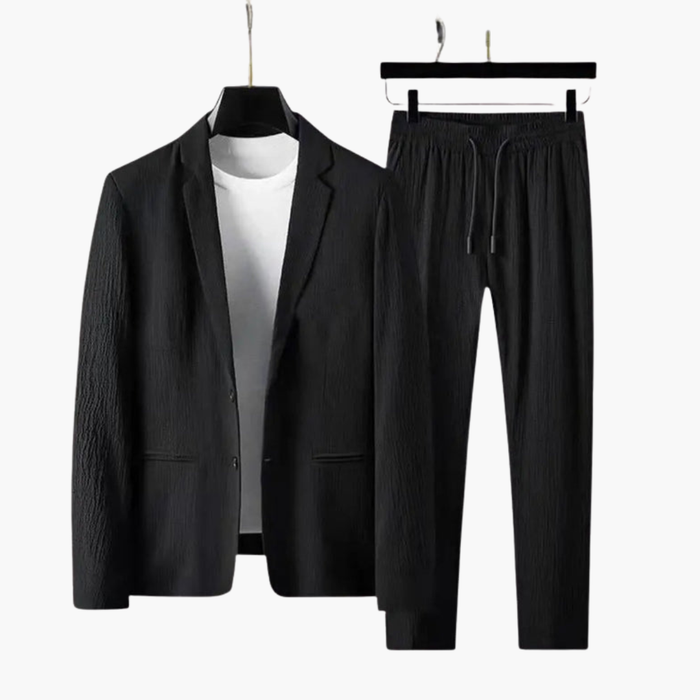 Men’s Two-Piece Blazer Suit with Drawstring Trousers