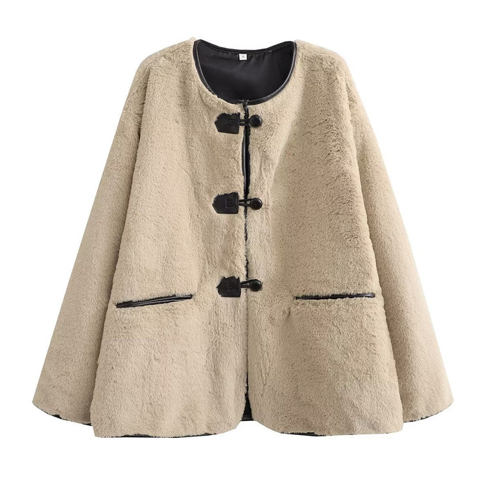 Women's Teddy Toggle Jacket with Oversized Fit