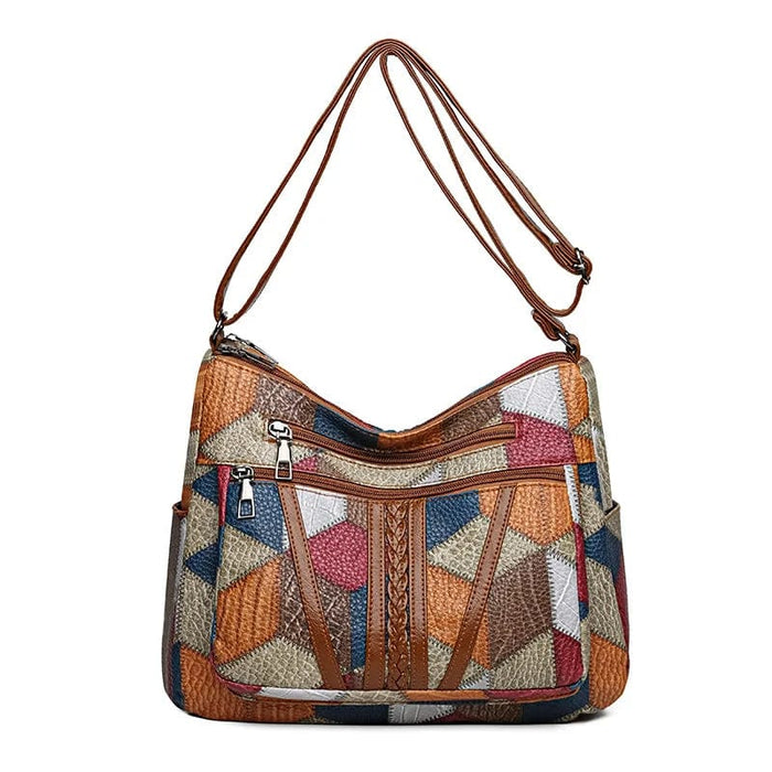 Women's Mosaic Crossbody Handbag with Adjustable Strap