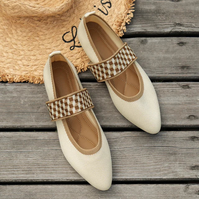 Women's Mary Jane Ballet Flats with Hook and Loop Strap