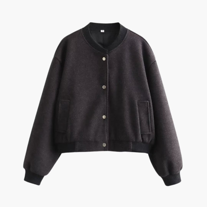 Women’s Bomber Jacket with Elastic Hem and Front Pockets