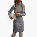Women’s Cable Knit Turtleneck Jumper Dress