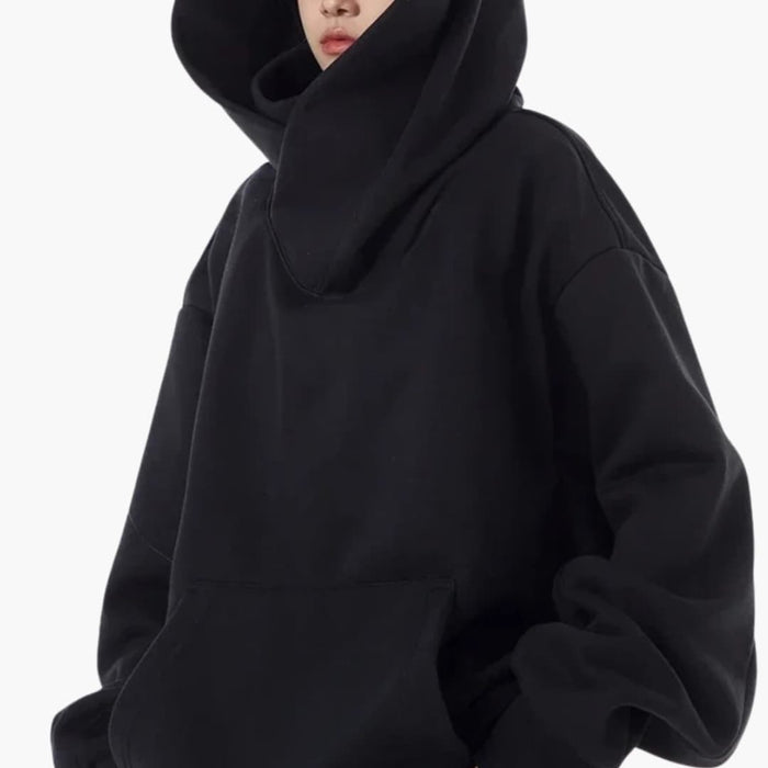 Women’s Oversized Hoodie with High Neck and Front Pocket