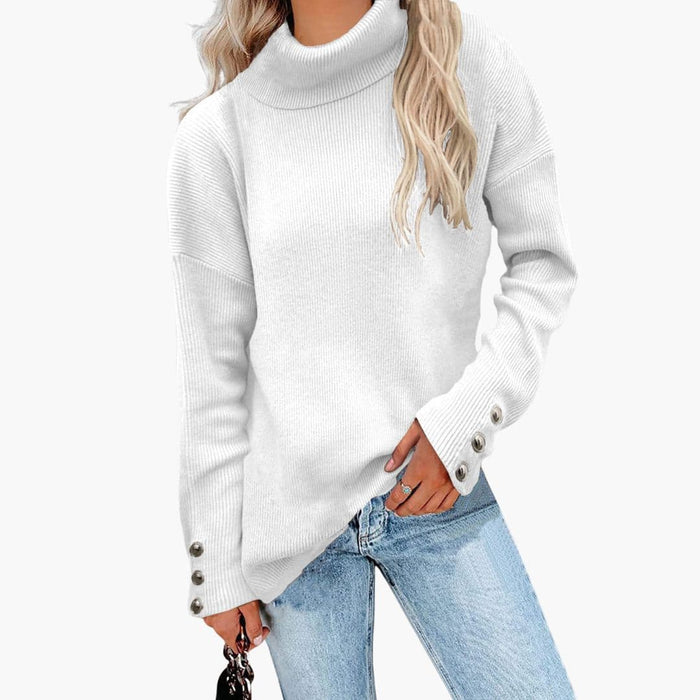 Women’s Turtleneck Jumper with Button Cuffs