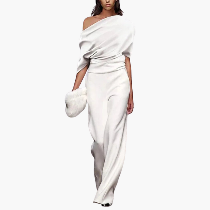 Women’s V-Neck Button-Front Jumpsuit – Long Sleeve Full-Length Woven Outfit