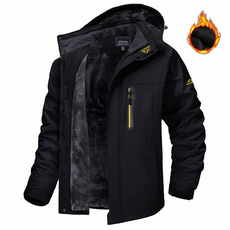 Man in fleece-lined hooded winter parka