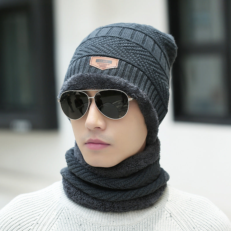 Knitted beanie and neck warmer set