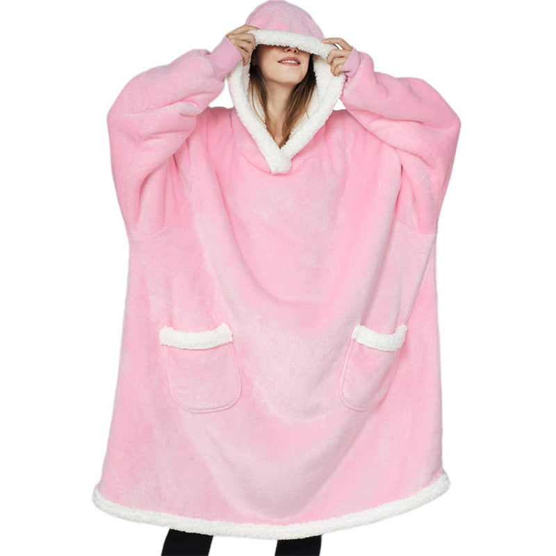 Oversized hoodie blanket with sherpa hood